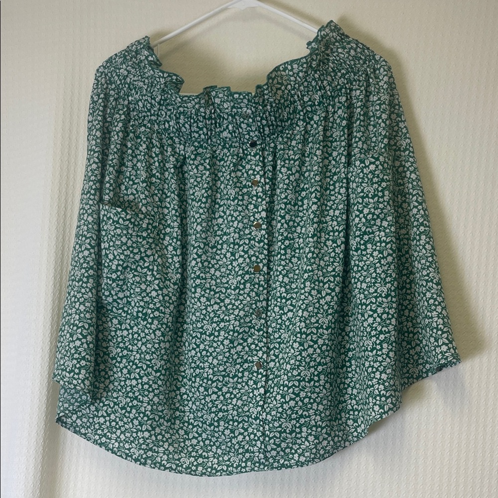 SHEIN Green Floral Midi Skirt Boho